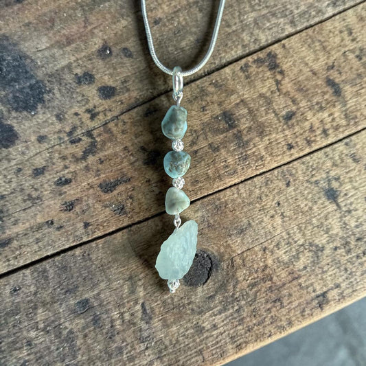 Aquamarine Raw Stone w/ Larimar and Sterling Accents Necklace