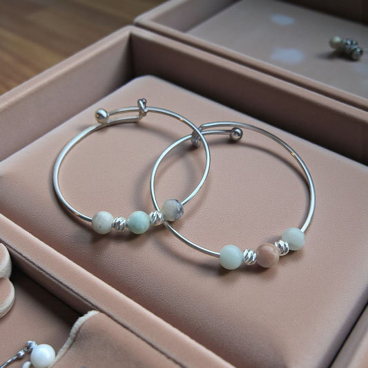 Amazonite Bead and Sterling Space Bracelet