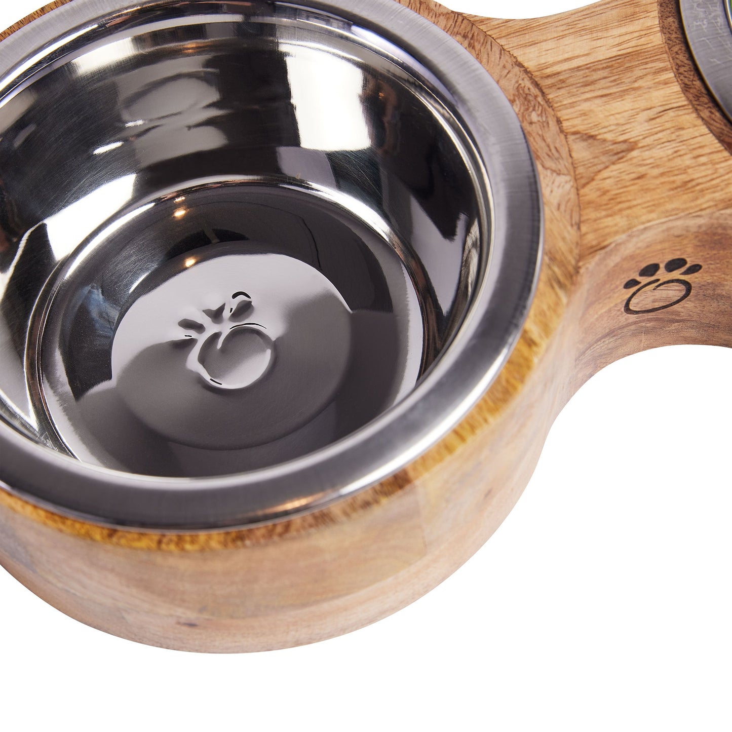 Dog Bowls MANGO Wood & Metal Floor Feeder