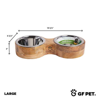 Dog Bowls MANGO Wood & Metal Floor Feeder