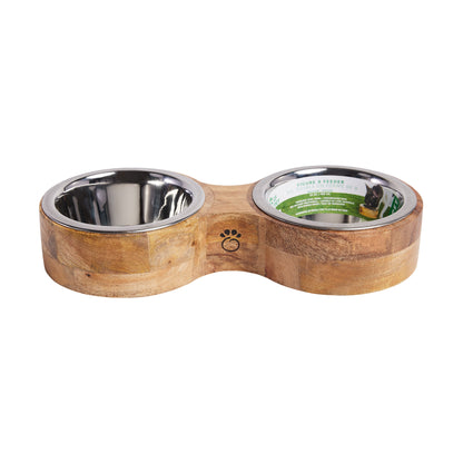 Dog Bowls MANGO Wood & Metal Floor Feeder