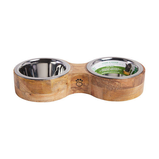 Dog Bowls MANGO Wood & Metal Floor Feeder