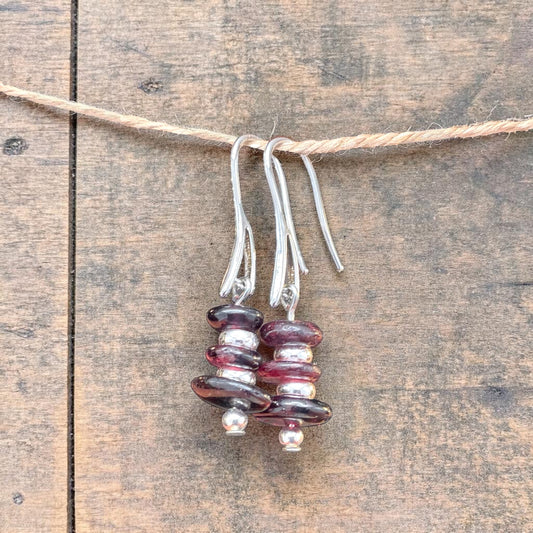 Garnet Stacking Sterling Silver Plated Hooks and Accetns