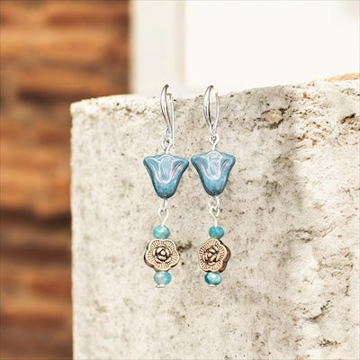 Bell Flower Czech Glass Earrings