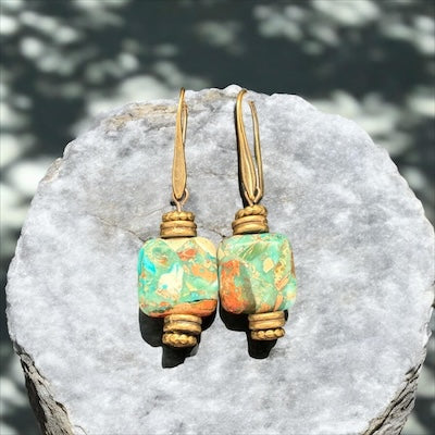 Jasper and Bronze Earrings