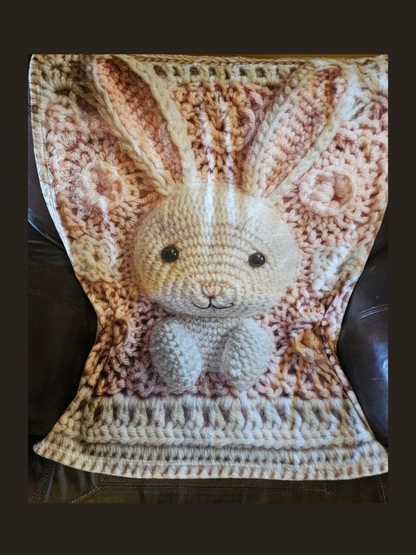 Plush Fleece Blanket -  30x40 "Knit" bunny