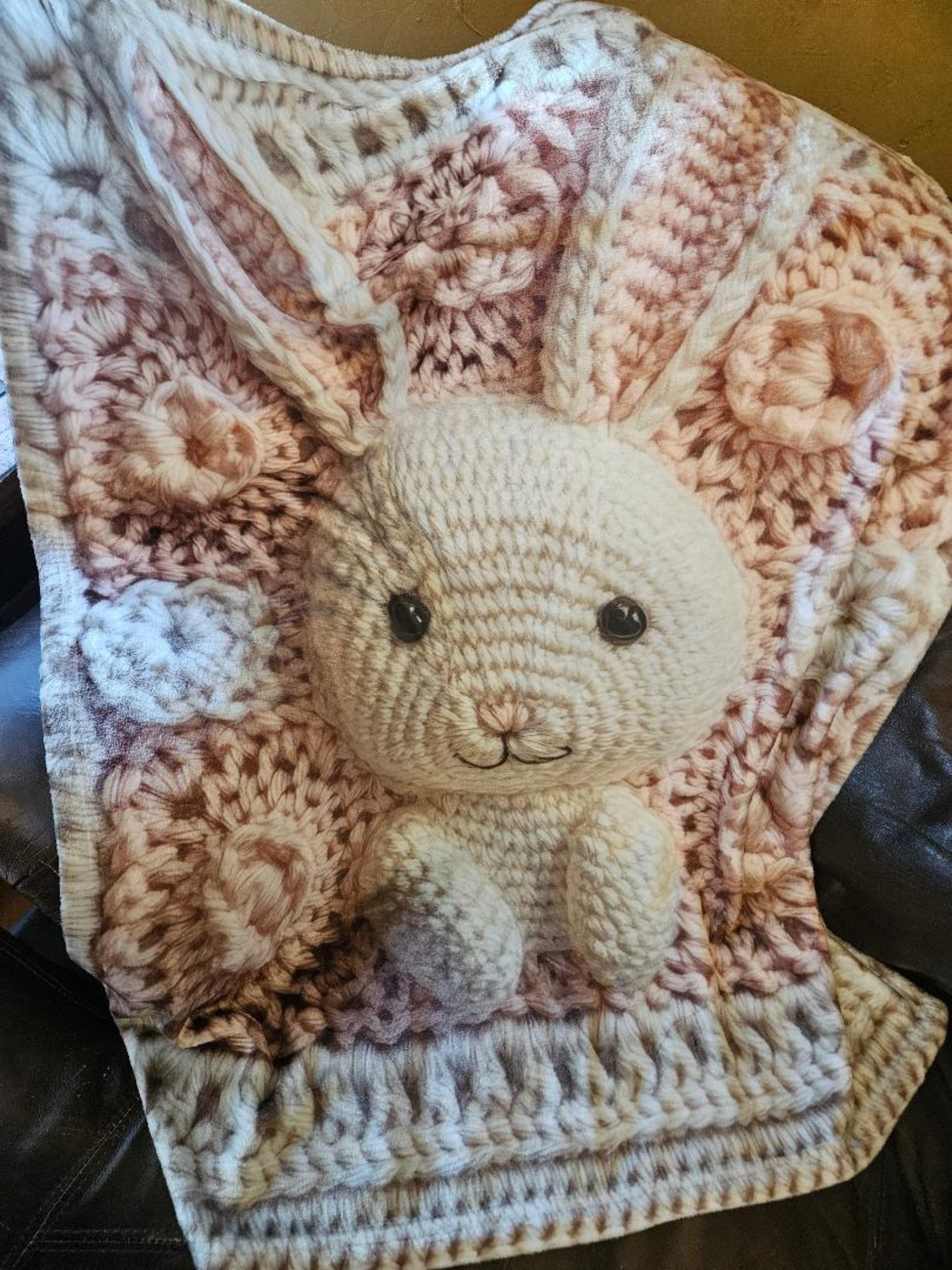 Plush Fleece Blanket -  30x40 "Knit" bunny