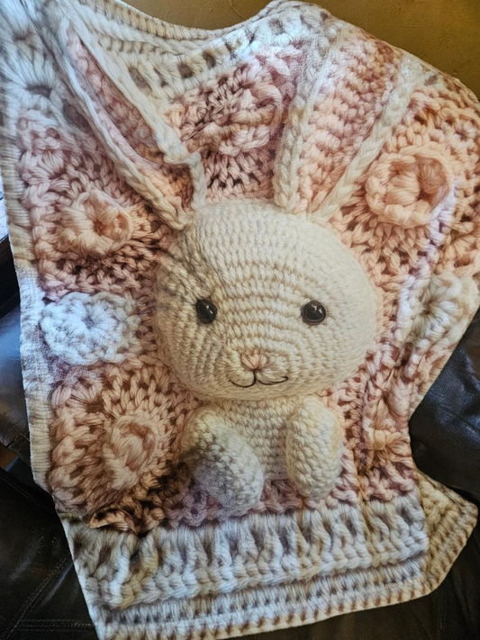 Plush Fleece Blanket -  30x40 "Knit" bunny