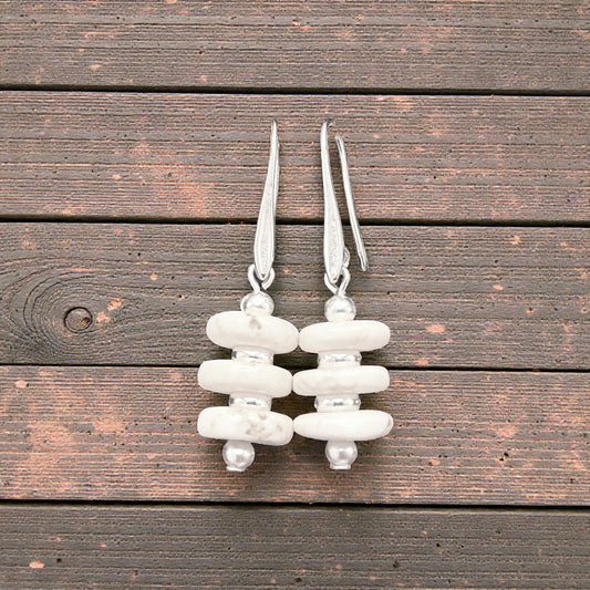 Magnesite Disc Stones Layered -Sterling Plated
