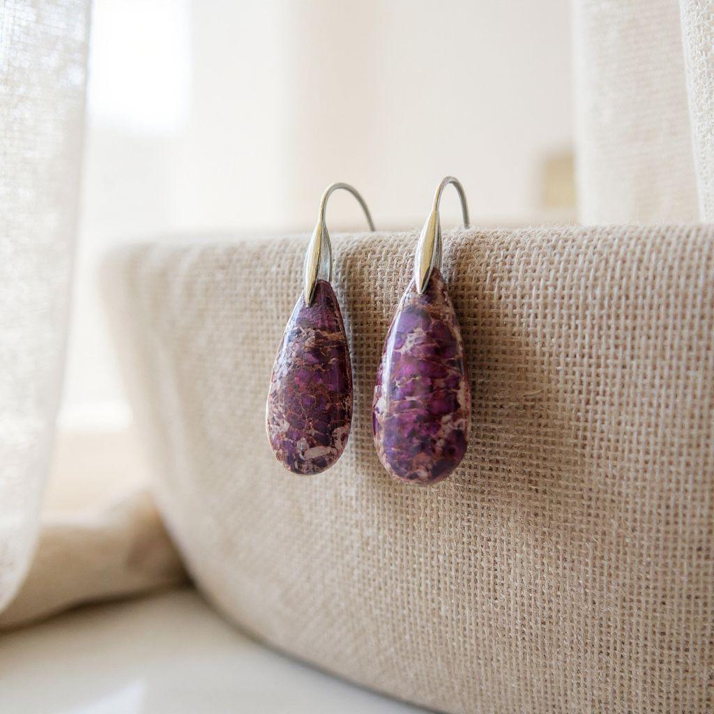 Impression Jasper Purple Teardrop Pendant &/or Earrings