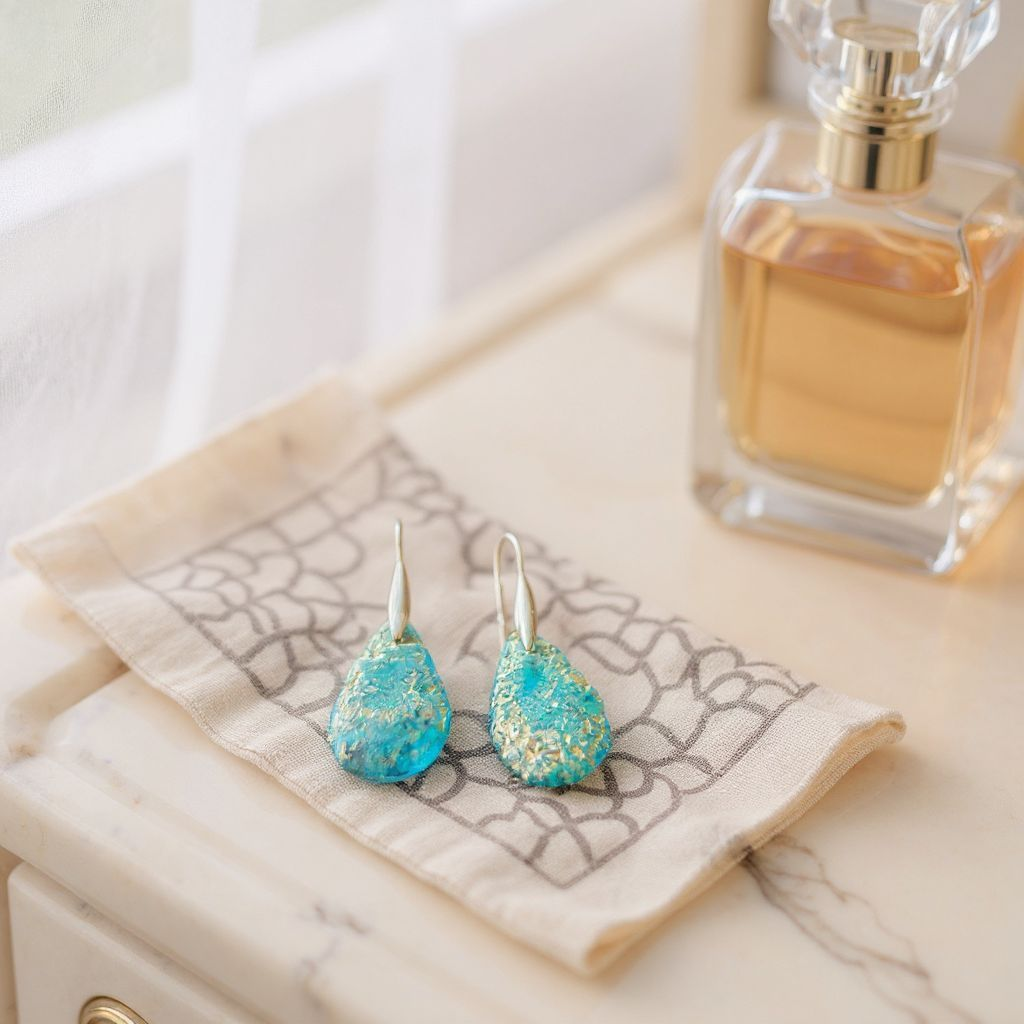 Czech Glass Aquamarine/Gold Pendant or Earrings