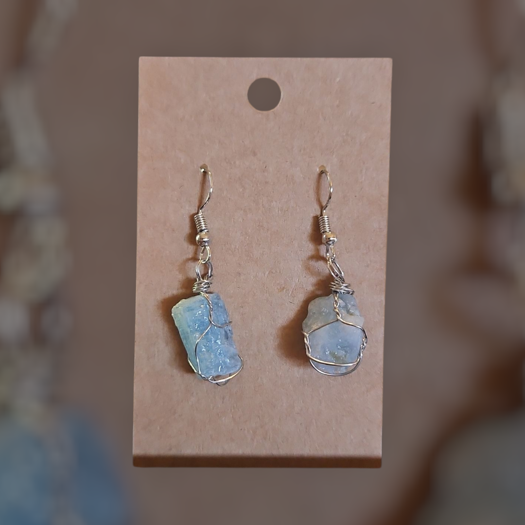 Crystal & Natural Stone wire wrapped Earrings - 14 Healing Styles