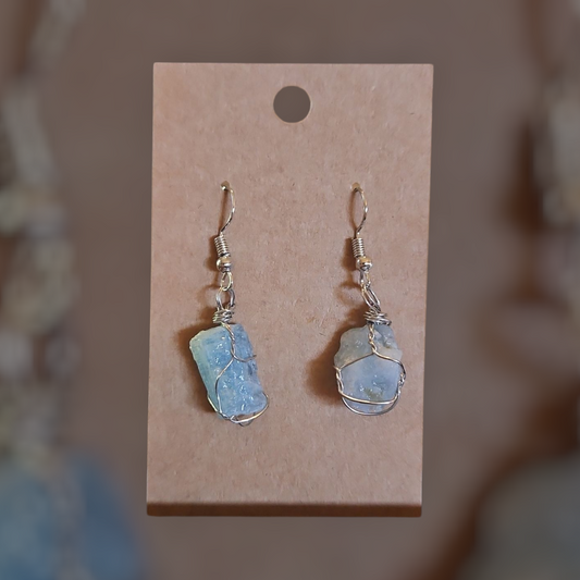 Crystal & Natural Stone wire wrapped Earrings - 14 Healing Styles