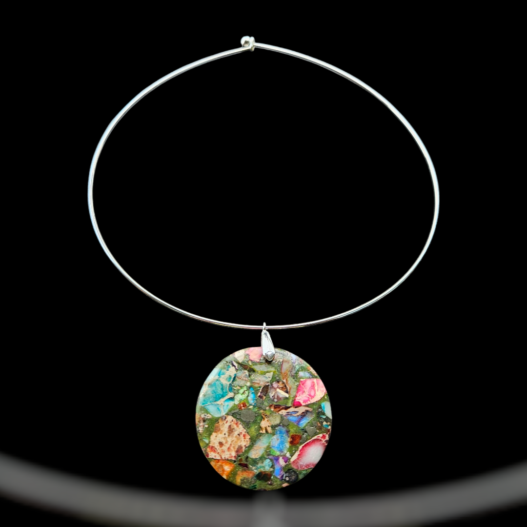Regalite/Imperial Jasper Large Pendant Necklace