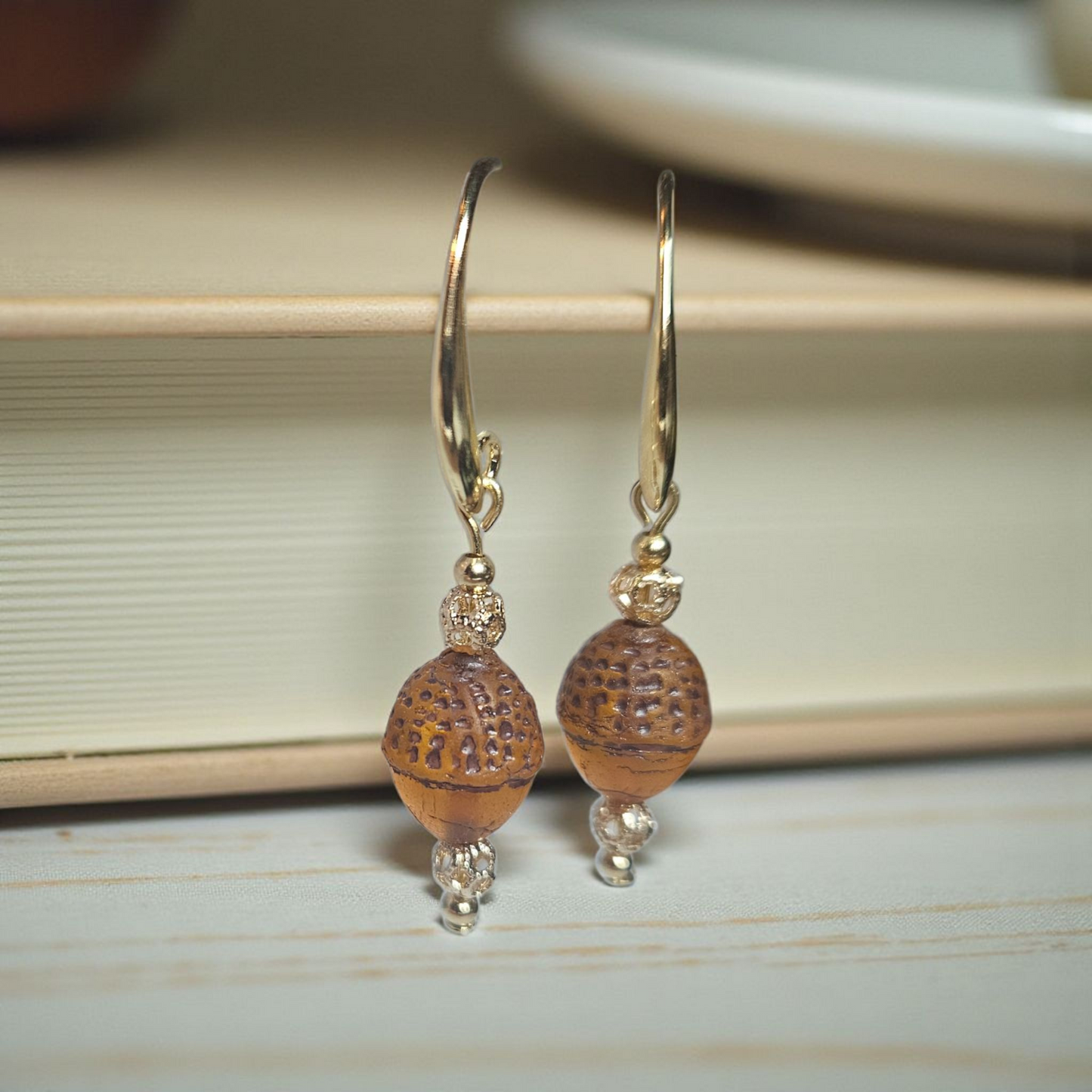 Acorn Czech Earring with Sterling Silver