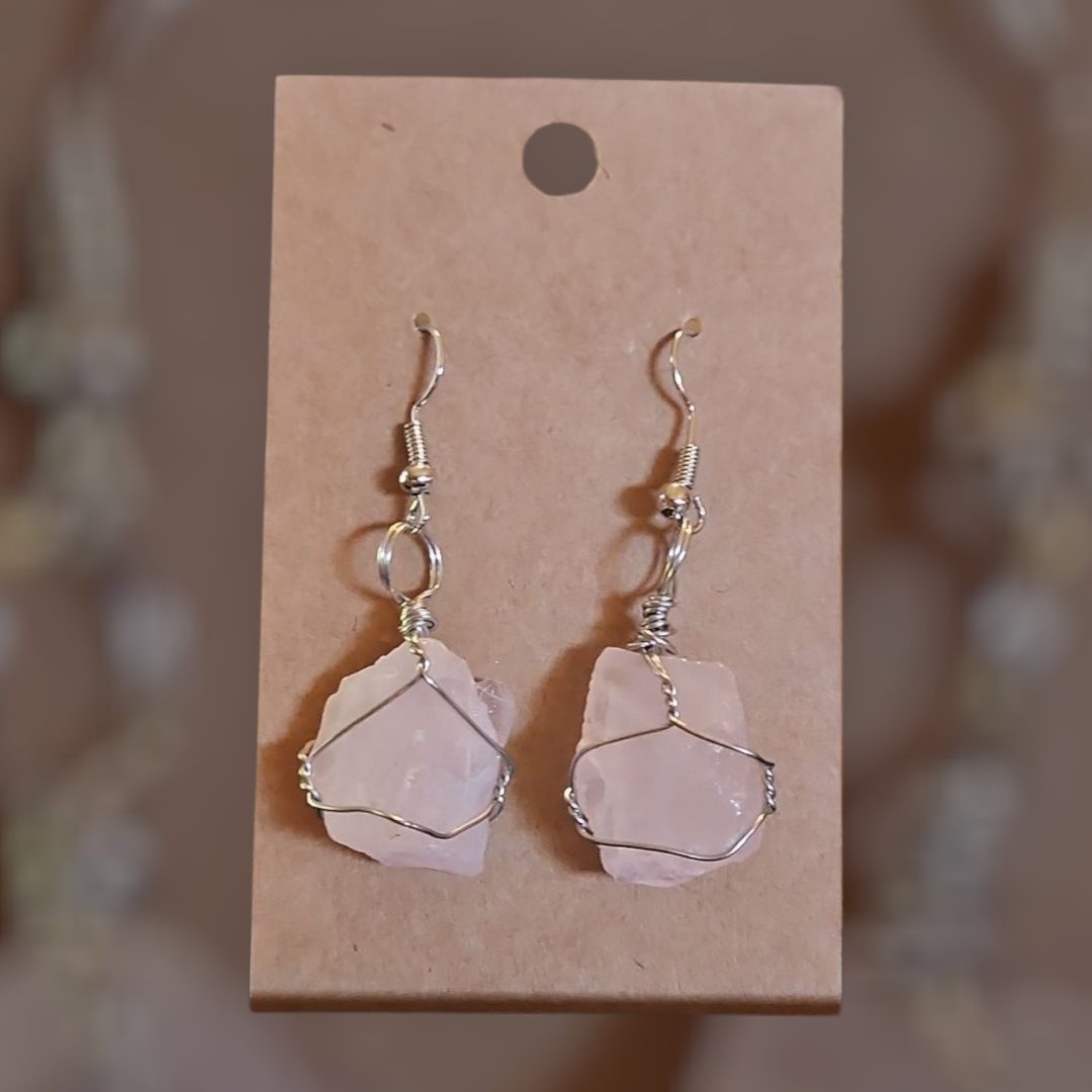 Crystal & Natural Stone wire wrapped Earrings - 14 Healing Styles
