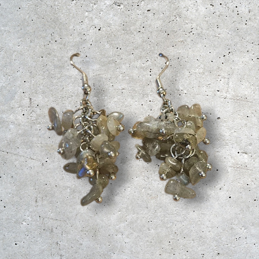 Natural Stone Cluster Crystal Drop Earrings - 3 Styles