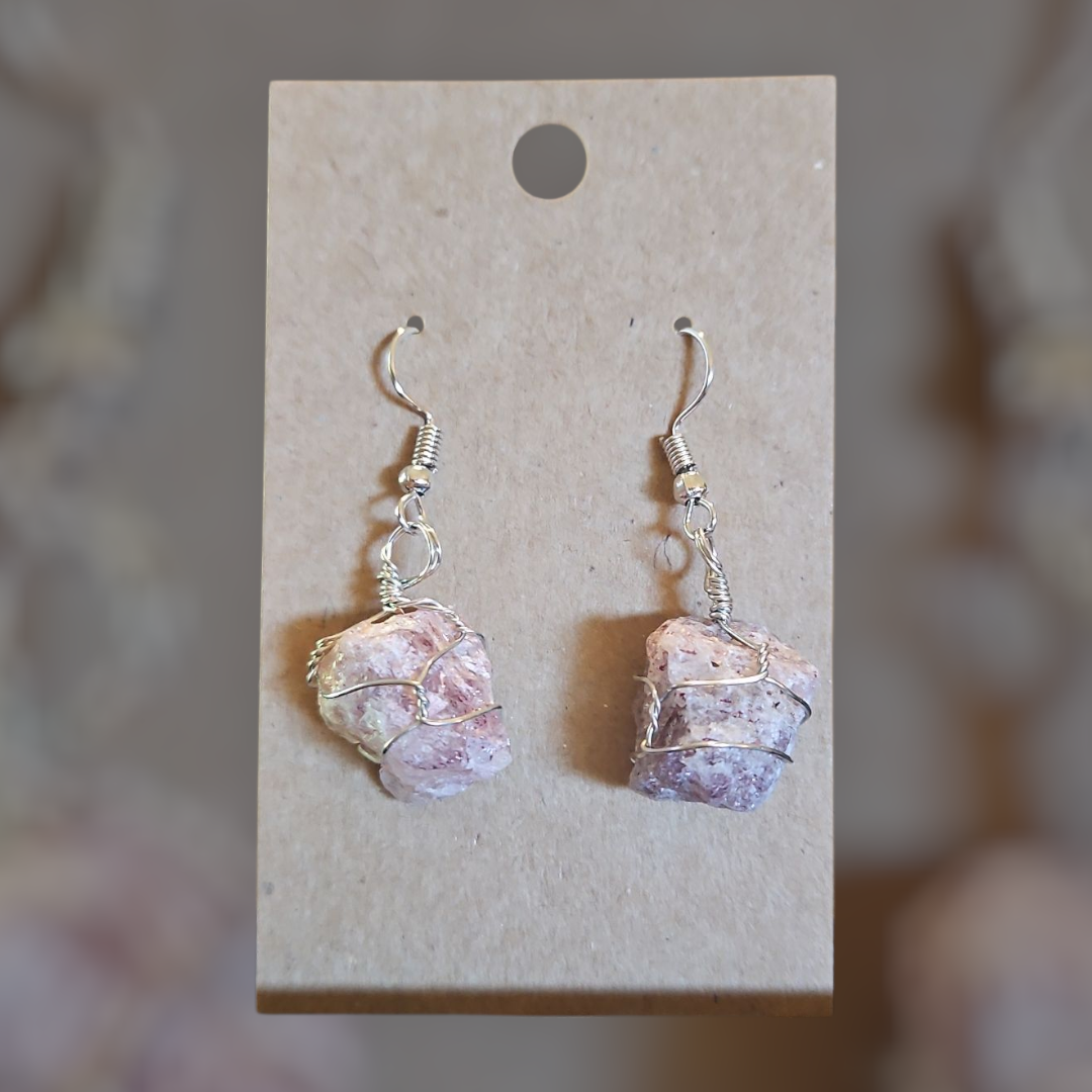 Crystal & Natural Stone wire wrapped Earrings - 14 Healing Styles