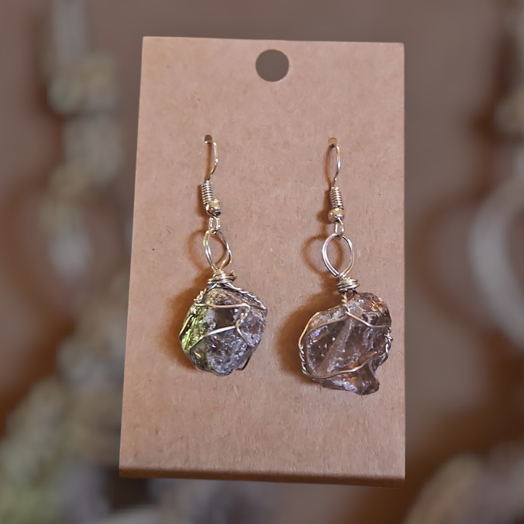 Crystal & Natural Stone wire wrapped Earrings - 14 Healing Styles