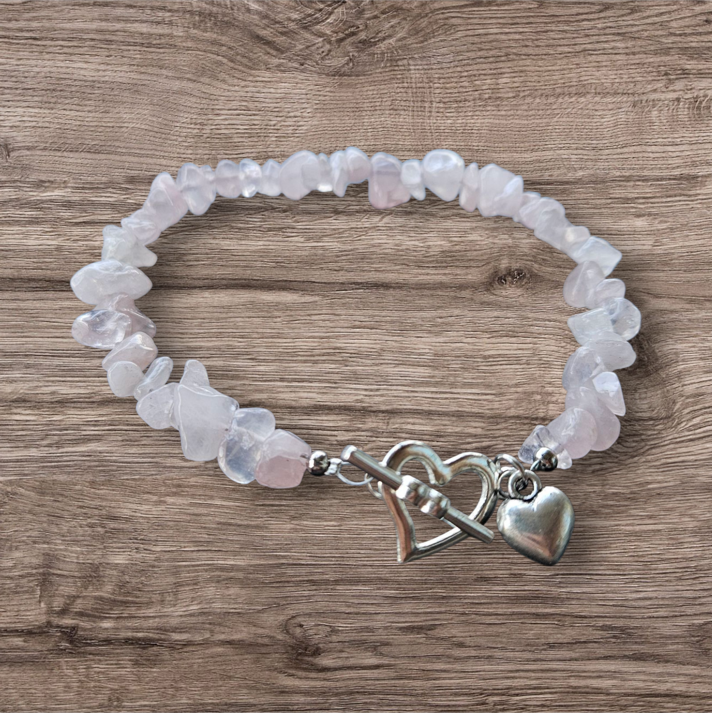 Natural Chip Gemstone Bracelet, with Alloy Bar & Heart Clasp