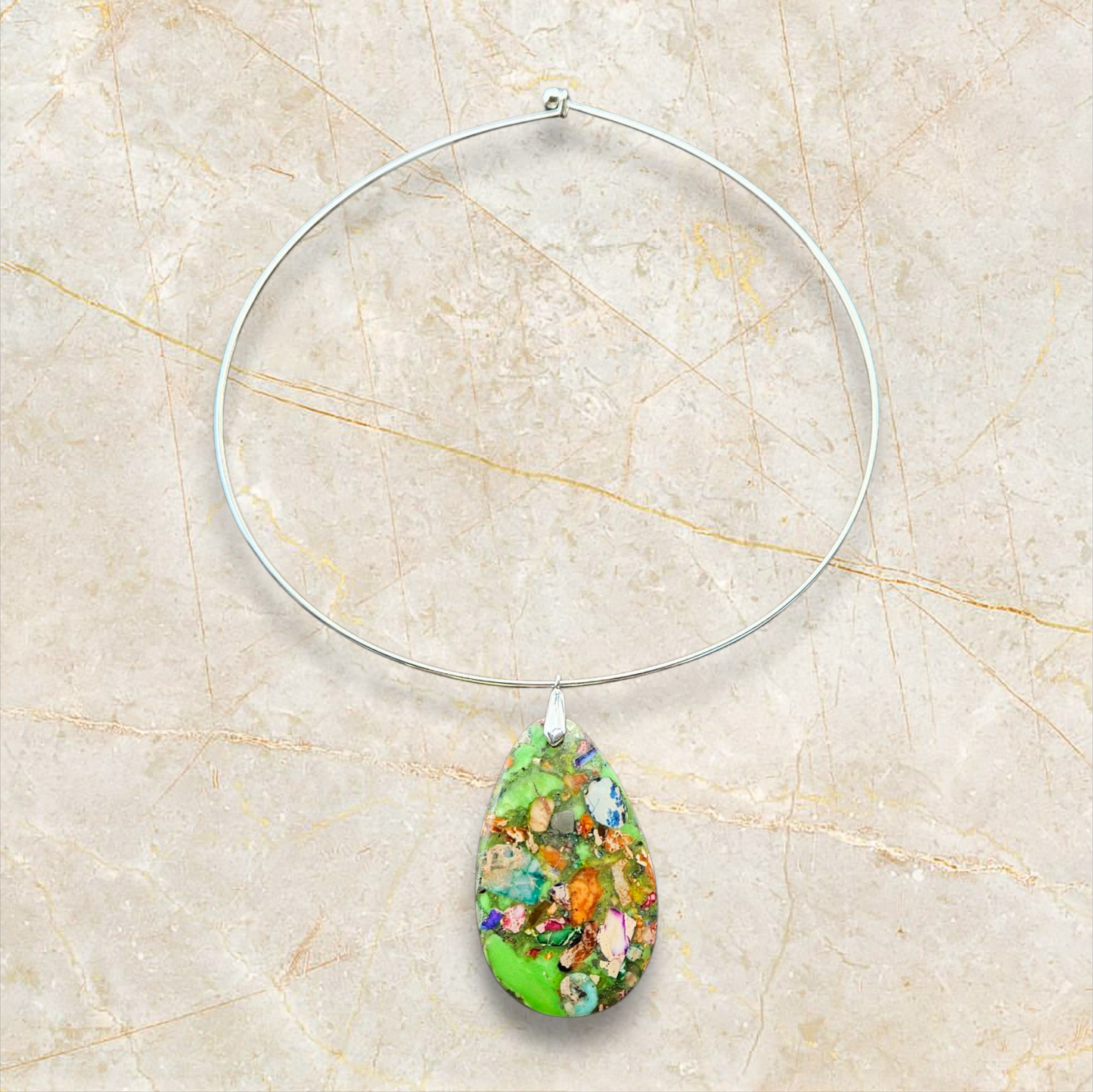 Regalite/Imperial Jasper Large Pendant Necklace