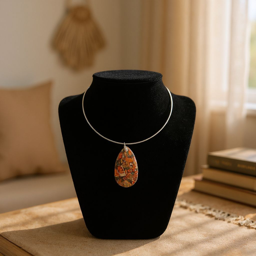 Regalite/Imperial Jasper Large Pendant Necklace