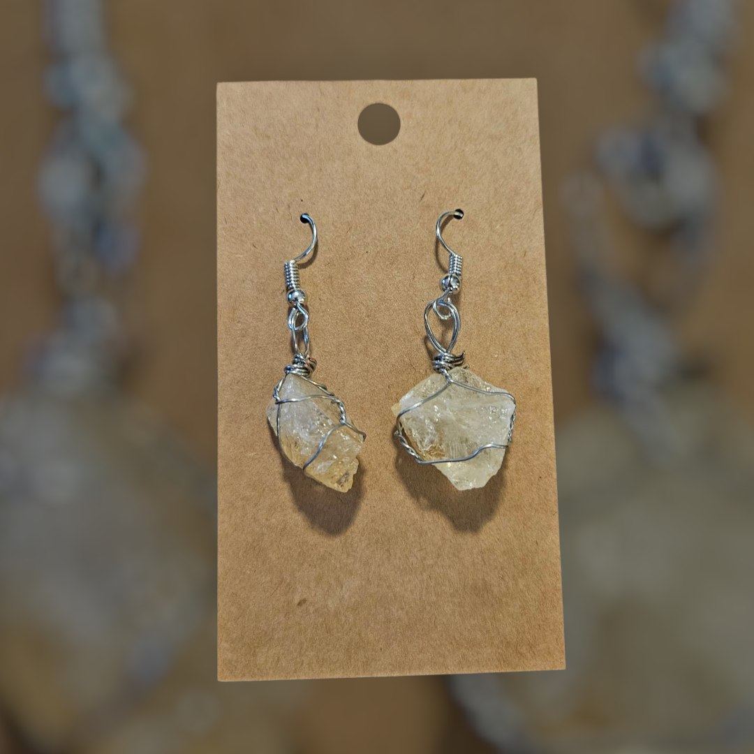 Crystal & Natural Stone wire wrapped Earrings - 14 Healing Styles