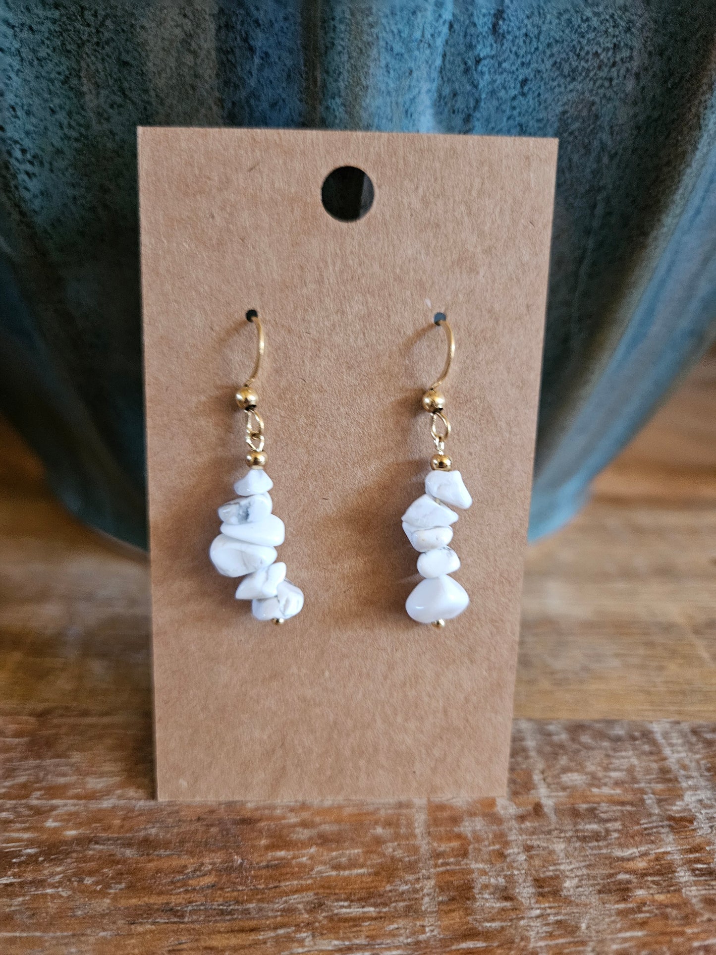Bohemian Natural Chip Stone Stainless Steel Drop Earrings