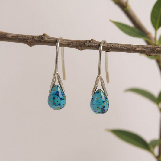 Capri Picasso Teardrop Earrings -  Sterling Ear wire