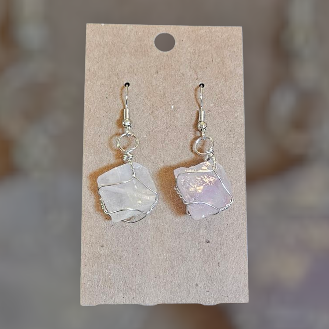 Crystal & Natural Stone wire wrapped Earrings - 14 Healing Styles