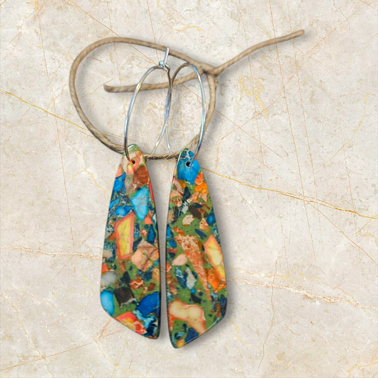 Natural Regalite/Imperial Jasper Jasper Earrings Wing Shape, Goldenrod