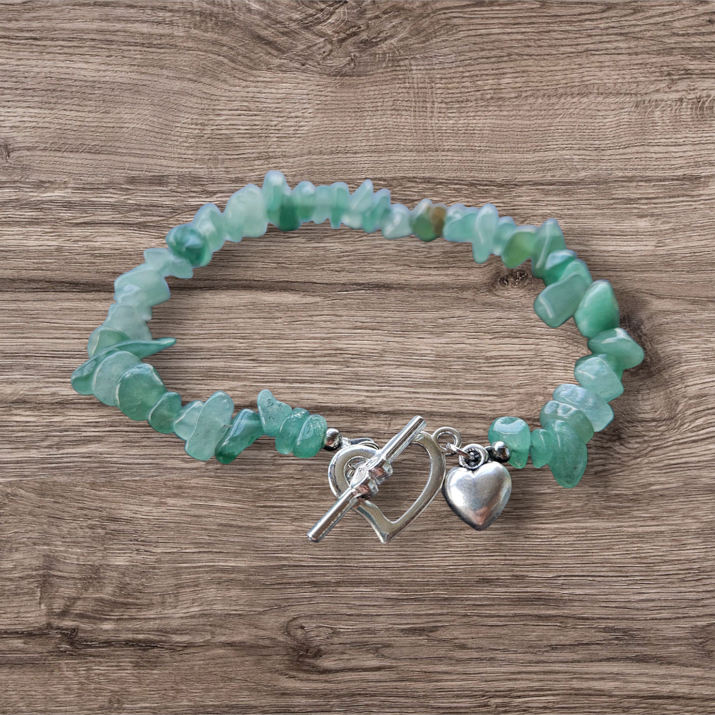 Natural Chip Gemstone Bracelet, with Alloy Bar & Heart Clasp