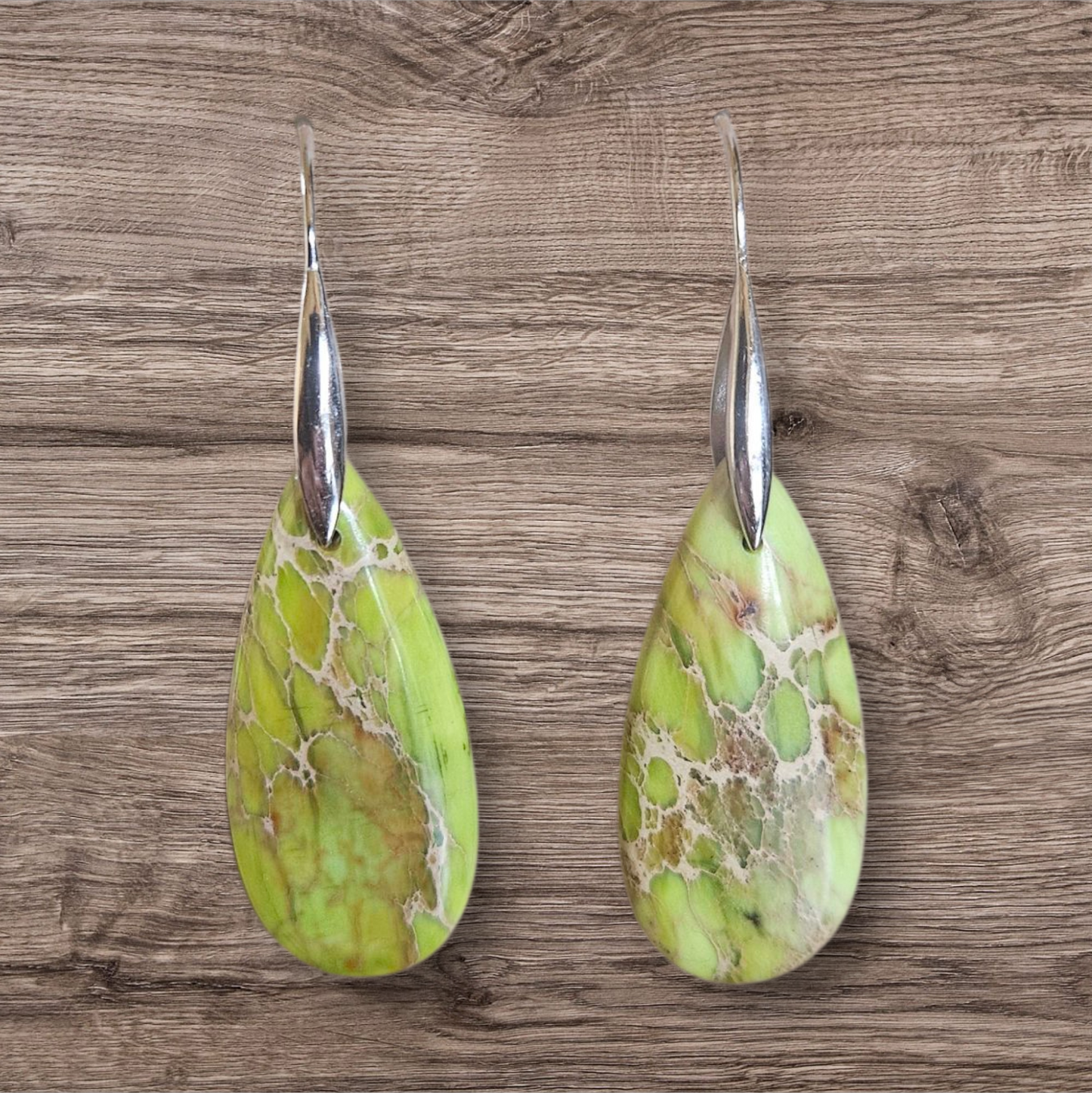 Impression Jasper Apple Green Teardrop Pendant or Earrings