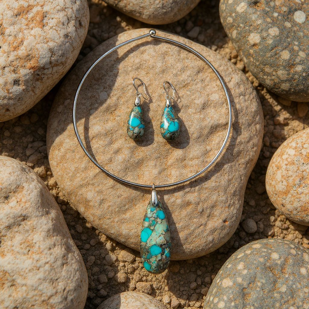 Imperial Jasper Sky Blue Earrings or Pendant
