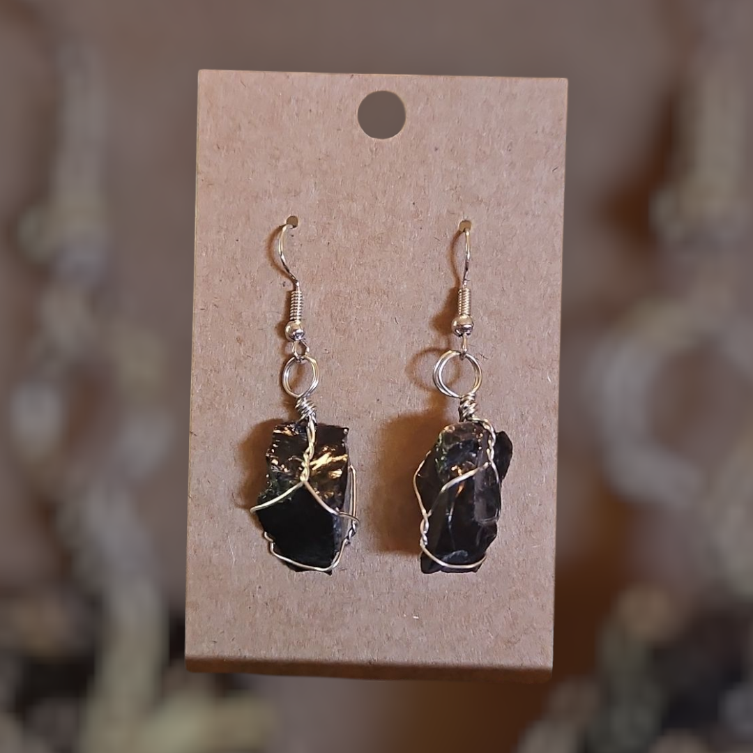 Crystal & Natural Stone wire wrapped Earrings - 14 Healing Styles