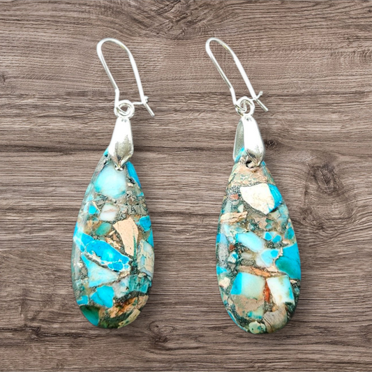 Imperial Jasper Sky Blue Earrings or Pendant