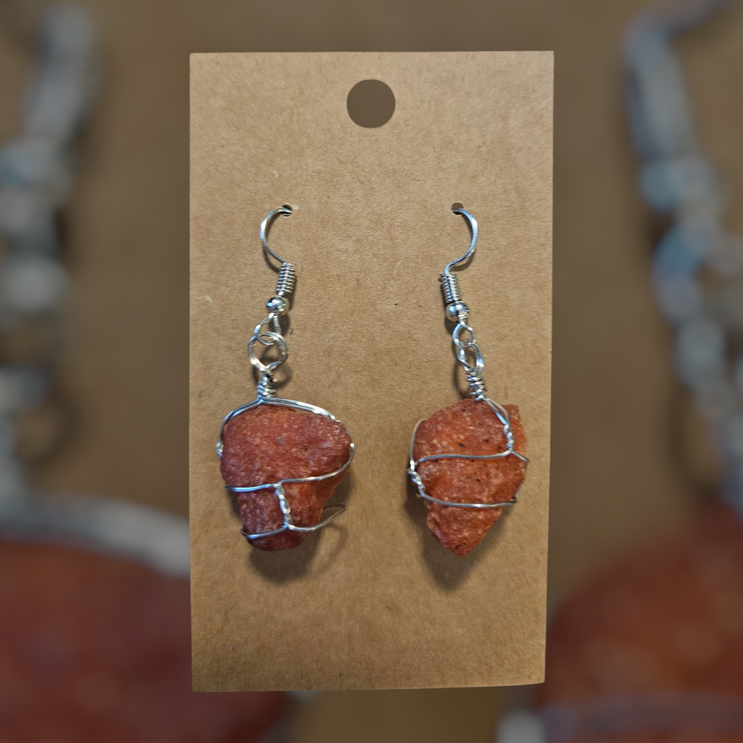 Crystal & Natural Stone wire wrapped Earrings - 14 Healing Styles
