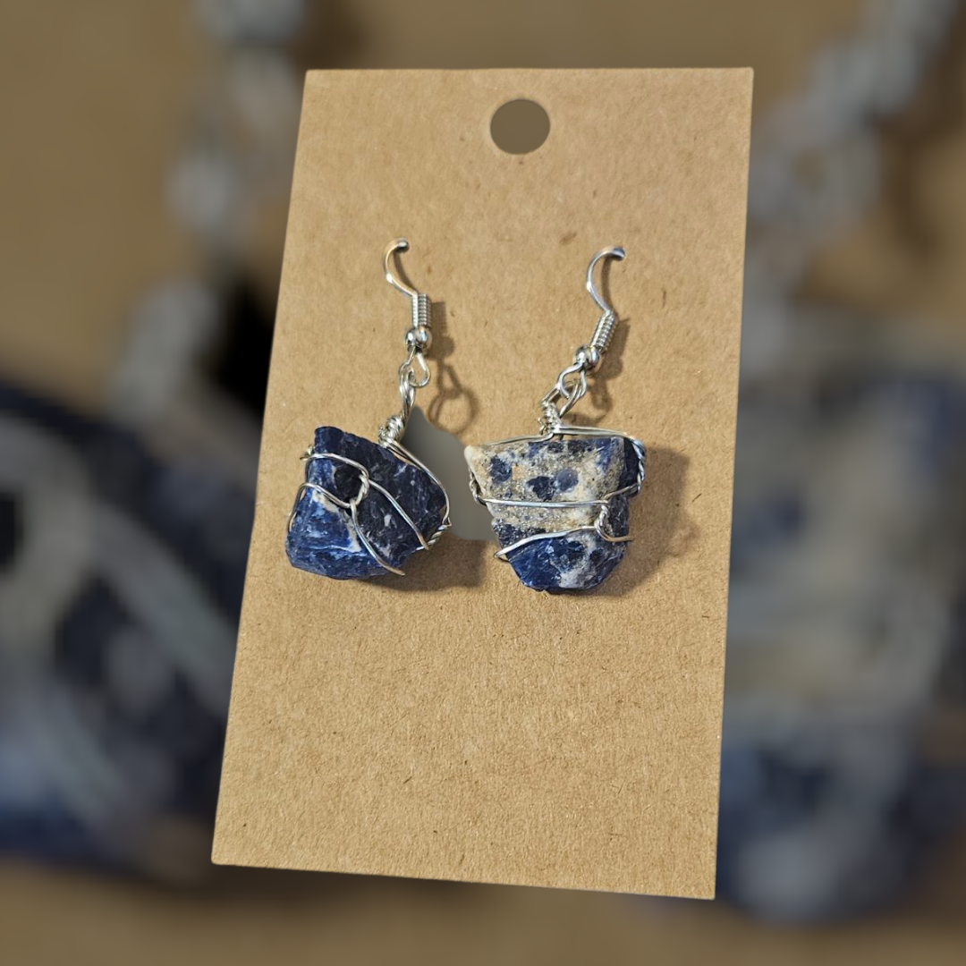 Crystal & Natural Stone wire wrapped Earrings - 14 Healing Styles