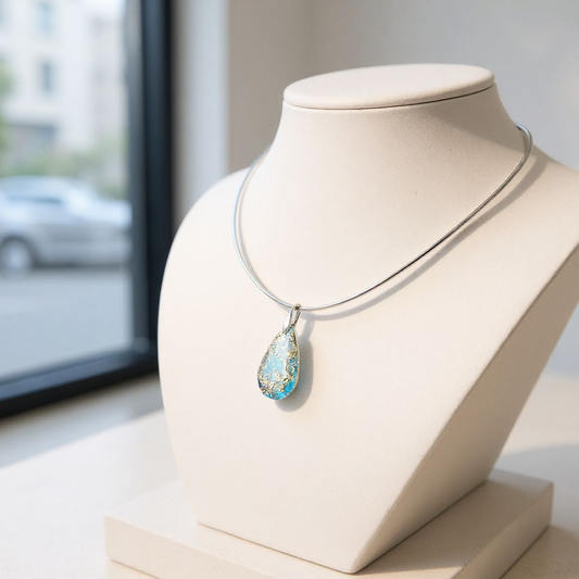 Czech Glass Aquamarine/Gold Pendant or Earrings