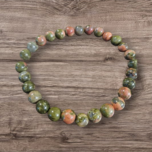 Natural Healing Unakite Stone Bracelet 6mm