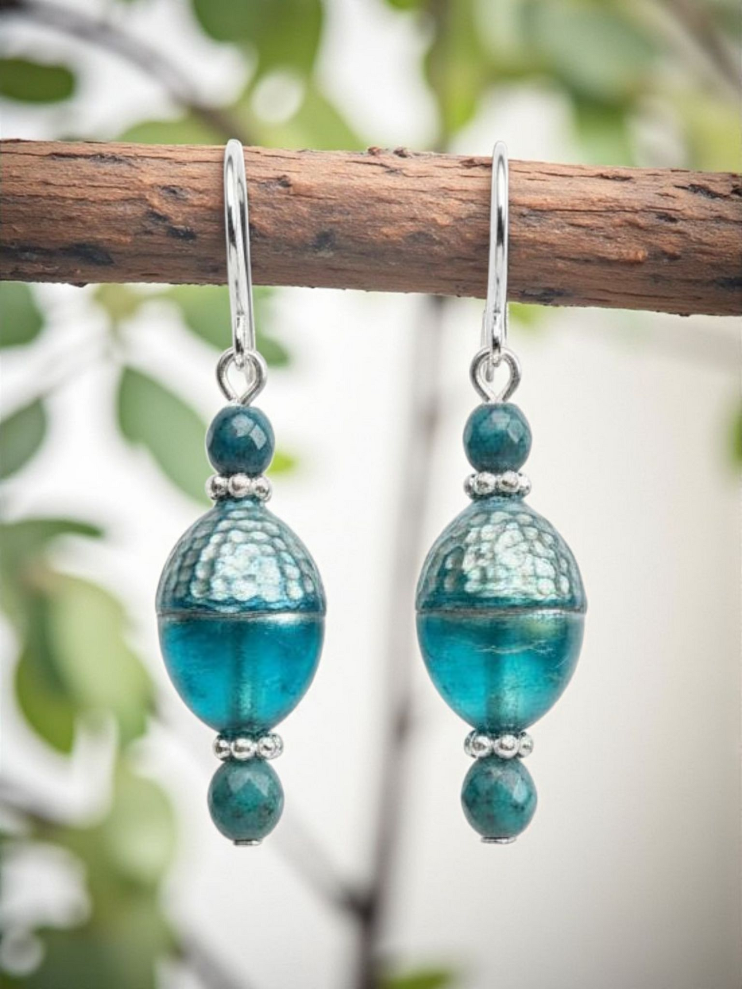 Acorn Czech Earring with Sterling Silver