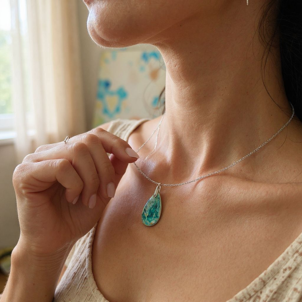 Czech Glass Aquamarine Rembrandt Finish Pendant or Earrings