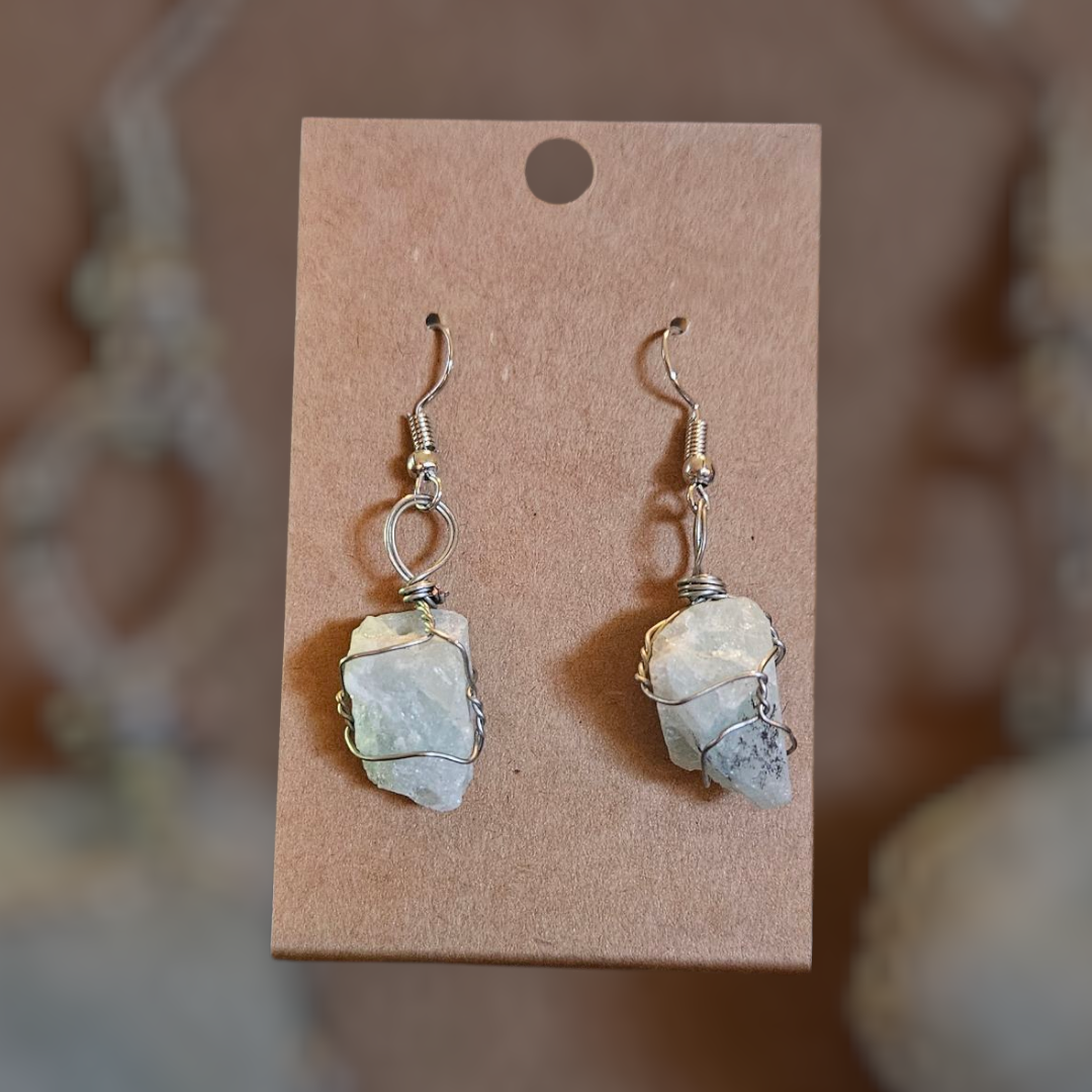 Crystal & Natural Stone wire wrapped Earrings - 14 Healing Styles