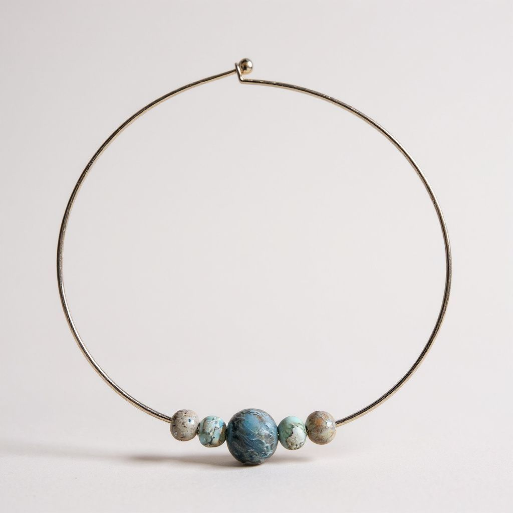 Imperial Jasper/Natural Regalite Rigid Silver Necklace