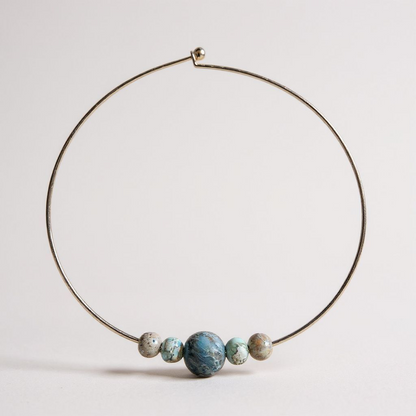 Imperial Jasper/Natural Regalite Rigid Silver Necklace