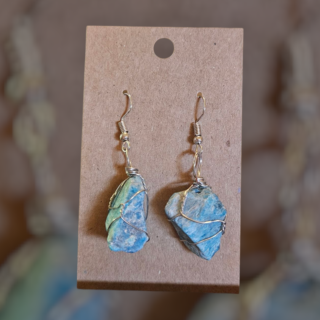 Crystal & Natural Stone wire wrapped Earrings - 14 Healing Styles
