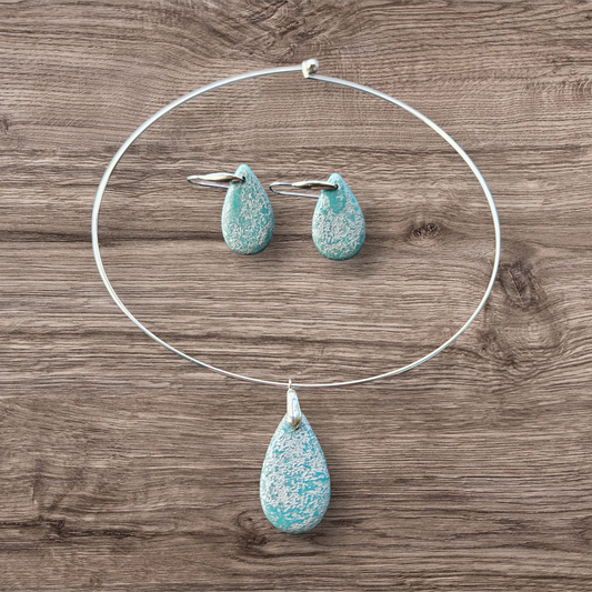 Czech Glass Turquoise/Silver Pendant or Earrings
