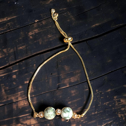 Agate Tree Moss Bracelet - Gold
