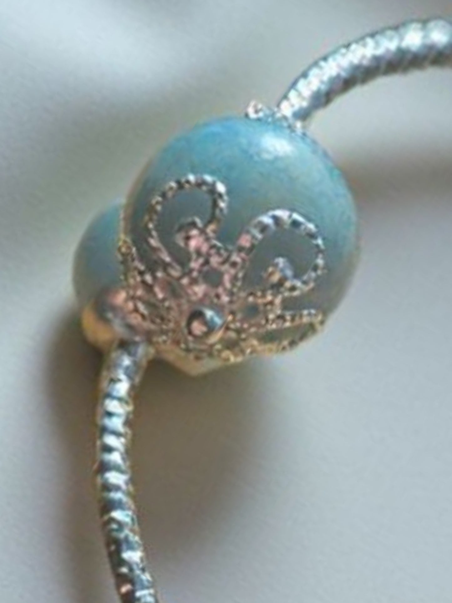 Trolleite Natural Stone Open Cuff Platinum Plated Bracelet