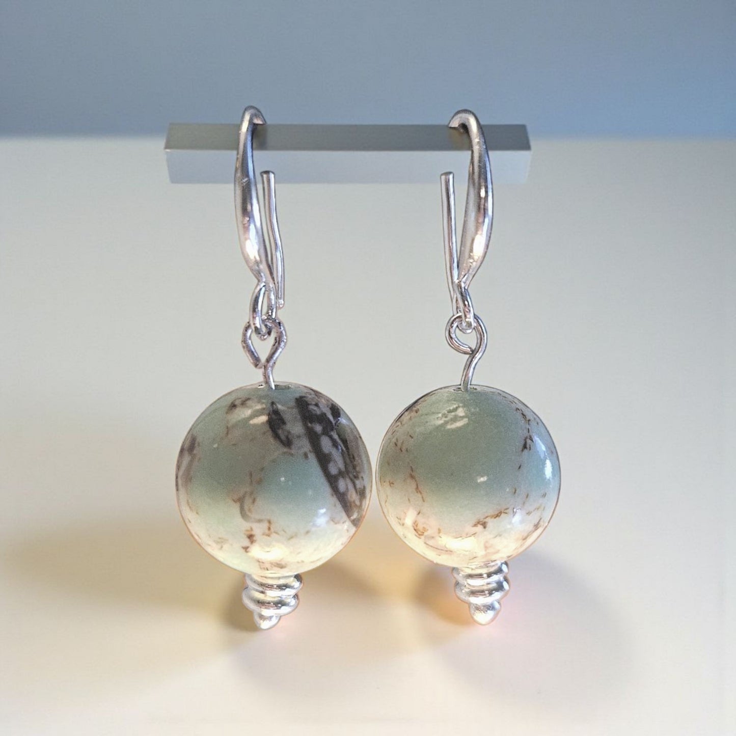 Turquoise Color Manmade Stone Earrings with Sterling Silver or 24 K Gold Plated Findings